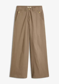 bonprix bonprix Pantalón de pernera ancha con elástico Verde oliva claro