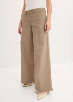 bonprix bonprix Pantalón de pernera ancha con elástico Verde oliva claro