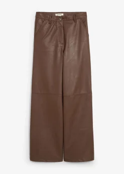 bonprix bonprix Pantalón de piel sintética marrón Online