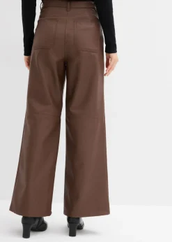 bonprix bonprix Pantalón de piel sintética marrón Online