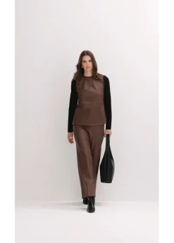 bonprix bonprix Pantalón de piel sintética marrón Online