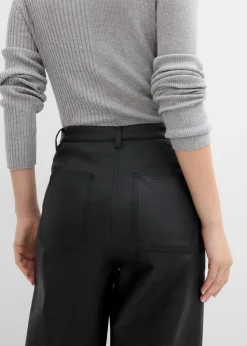 bonprix bonprix Pantalón de piel sintética Negro New