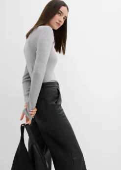 bonprix bonprix Pantalón de piel sintética Negro New