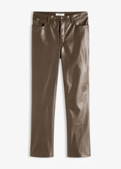 bonprix bonprix Pantalón de piel sintética Marrón oscuro Online