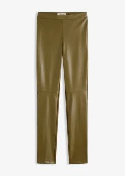 bonprix bonprix Pantalón de piel sintética en mezcla Punto di Roma Oliva Outlet