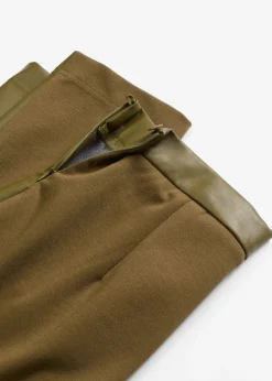bonprix bonprix Pantalón de piel sintética en mezcla Punto di Roma Oliva Outlet