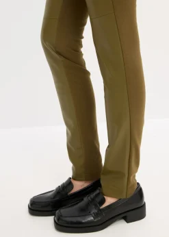 bonprix bonprix Pantalón de piel sintética en mezcla Punto di Roma Oliva Outlet