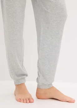 bonprix bonprix Pantalón de pijama de suave canalé de viscosa gris claro jaspeado moteado New