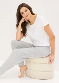 bonprix bonprix Pantalón de pijama de suave canalé de viscosa gris claro jaspeado moteado New