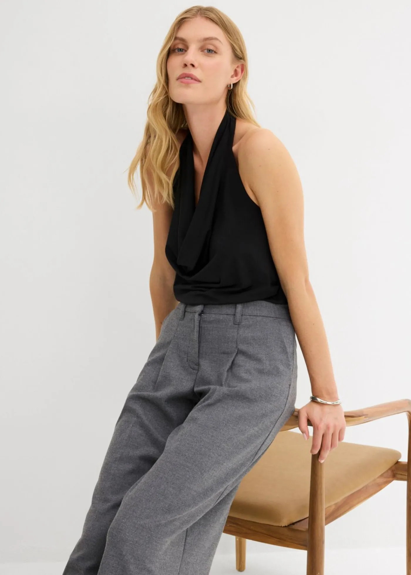 bonprix bonprix Pantalón de pinzas Antracita jaspeado Outlet
