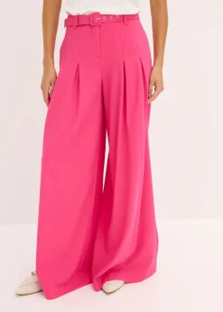bonprix bonprix Pantalón de pinzas con cinturón (2 piezas) Pink lady Hot
