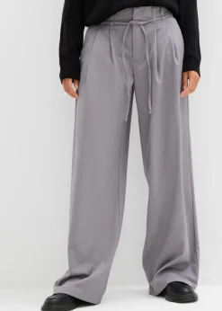 bonprix bonprix Pantalón de pinzas con cordón Gris Best