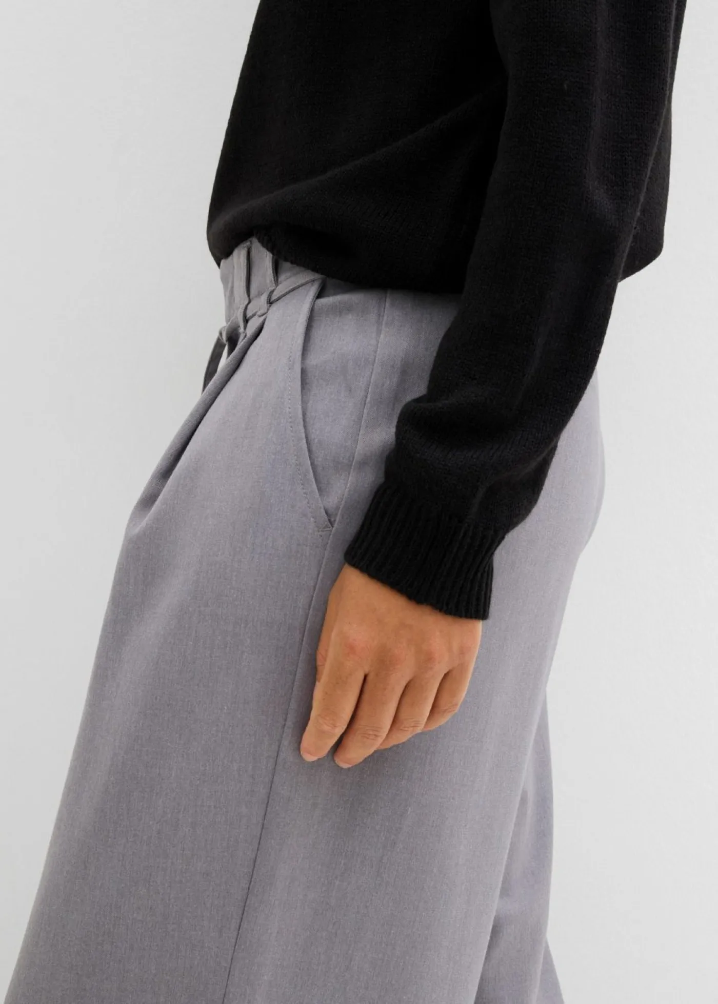 bonprix bonprix Pantalón de pinzas con cordón Gris Best