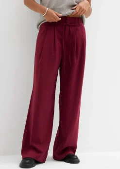 bonprix bonprix Pantalón de pinzas con cordón mora oscuro