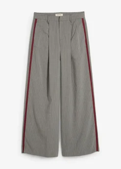 bonprix bonprix Pantalón de pinzas con rayas de contraste gris oscuro moteado Online