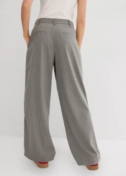bonprix bonprix Pantalón de pinzas con rayas de contraste gris oscuro moteado Online