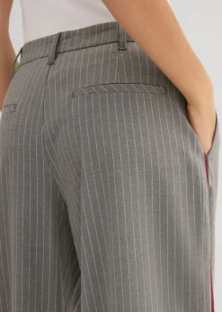 bonprix bonprix Pantalón de pinzas con rayas de contraste gris oscuro moteado Online