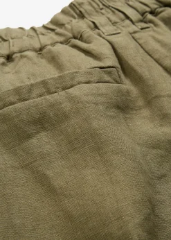 bonprix bonprix Pantalón de pinzas de lino puro verde pimiento Best