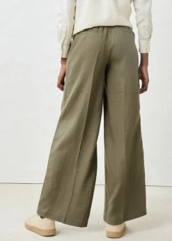 bonprix bonprix Pantalón de pinzas de lino puro verde pimiento Best