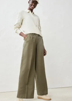 bonprix bonprix Pantalón de pinzas de lino puro verde pimiento Best