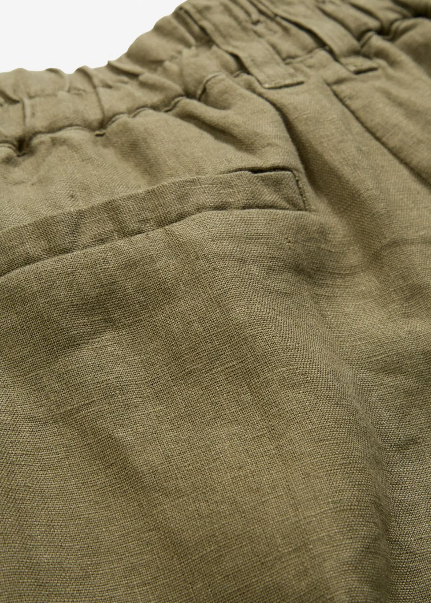 bonprix bonprix Pantalón de pinzas de lino puro Verde oliva oscuro Sale