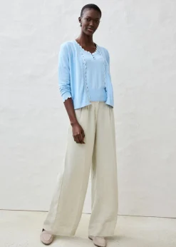 bonprix bonprix Pantalón de pinzas de lino puro Arena claro Best