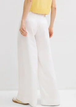 bonprix bonprix Pantalón de pinzas de lyocell fluido Blanco Hot