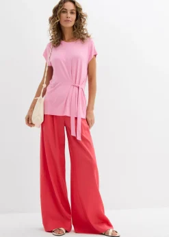 bonprix bonprix Pantalón de pinzas de lyocell fluido rosa paraíso Online