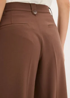 bonprix bonprix Pantalón de pinzas de mezcla de viscosa fluida marrón Outlet
