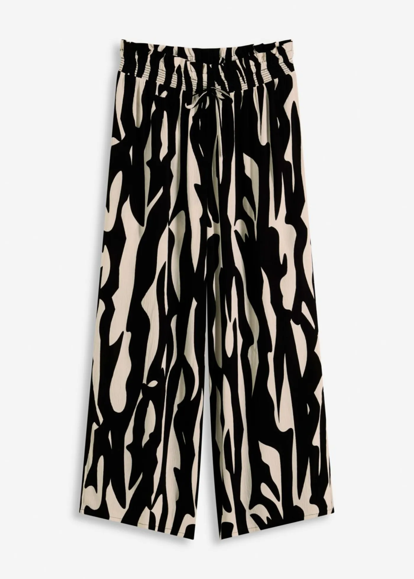 bonprix bonprix Pantalón de playa de viscosa fluida Negro-beige New