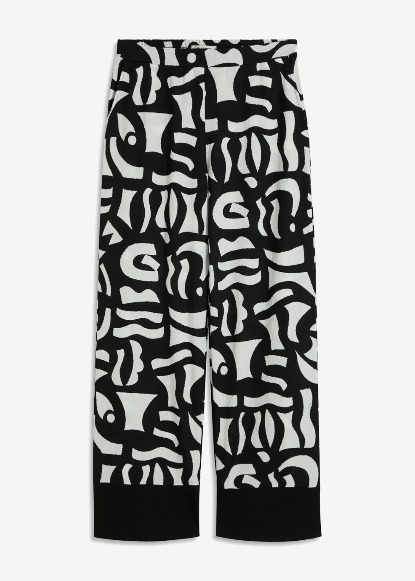 bonprix bonprix Pantalón de punto Negro-Blanco lana con estampado gráfico Sale
