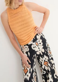 bonprix bonprix Pantalón de punto negro-crudo-marrón anaranjado-café con leche Hot