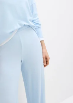 bonprix bonprix Pantalón de punto con aspecto de punto azul pálido moteado Sale