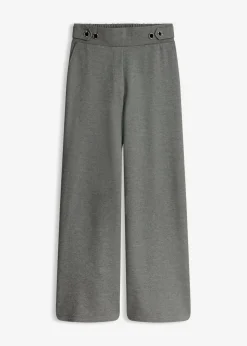 bonprix bonprix Pantalón de punto con cierre decorativo Gris jaspeado Sale