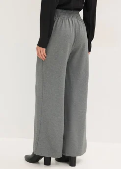 bonprix bonprix Pantalón de punto con cierre decorativo Gris jaspeado Sale