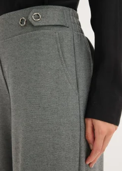 bonprix bonprix Pantalón de punto con cierre decorativo Gris jaspeado Sale