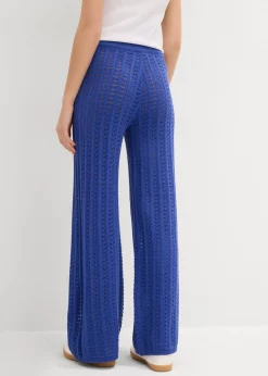 bonprix bonprix Pantalón de punto con patrón calado Azul zafiro Best