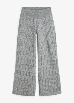 bonprix bonprix Pantalón de punto con patrón trenzado Gris jaspeado New