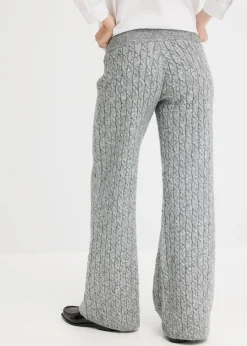 bonprix bonprix Pantalón de punto con patrón trenzado Gris jaspeado New