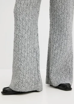 bonprix bonprix Pantalón de punto con patrón trenzado Gris jaspeado New