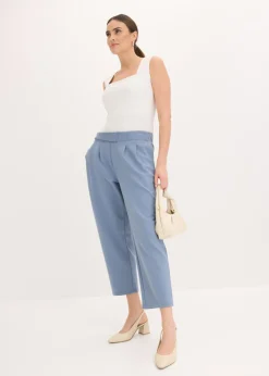 bonprix bonprix Pantalón de punto con pinzas Azul ahumado Online