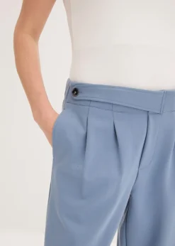 bonprix bonprix Pantalón de punto con pinzas Azul ahumado Online