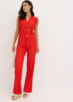 bonprix bonprix Pantalón de punto con plisado fresa Online