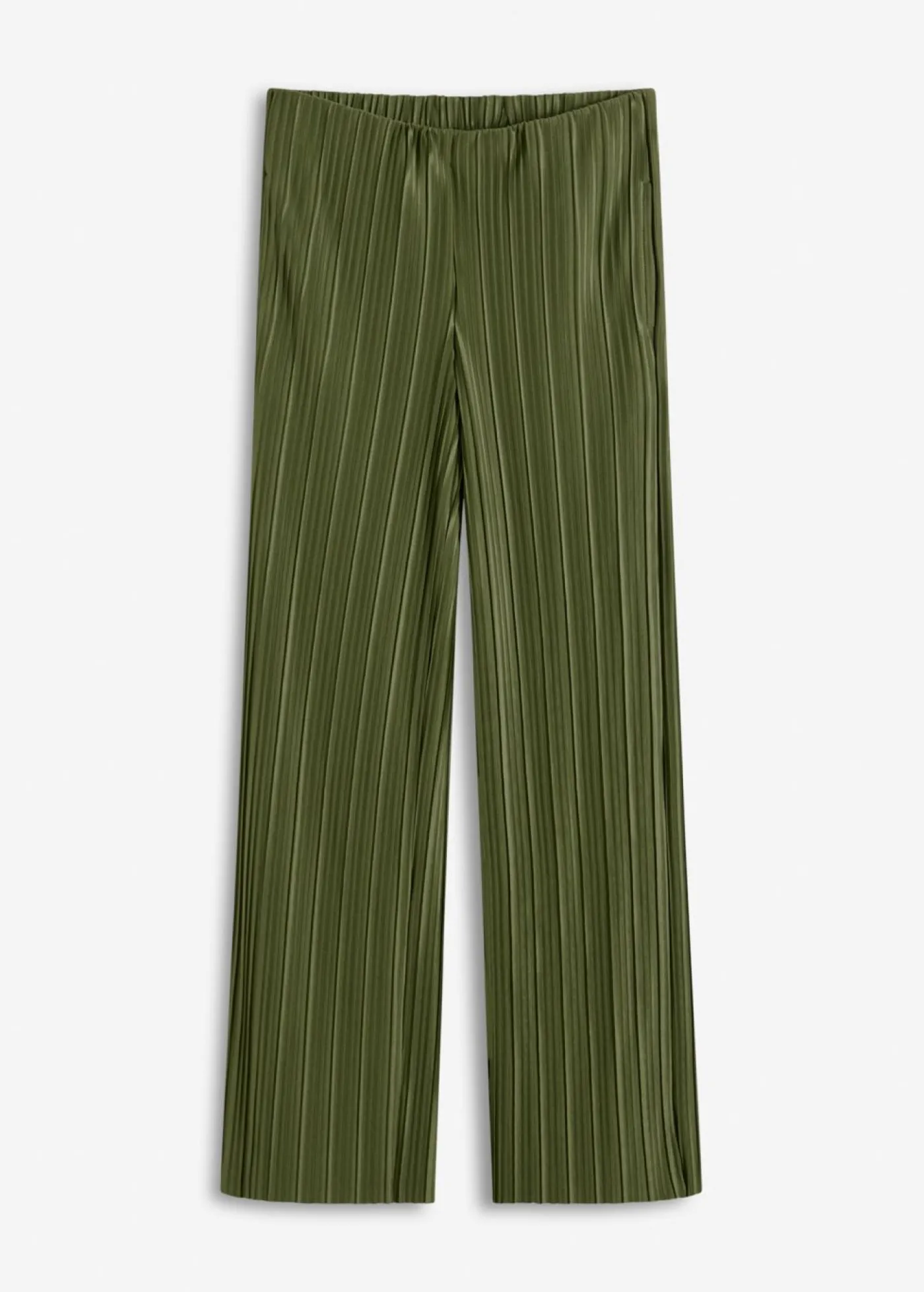 bonprix bonprix Pantalón de punto con plisado caqui oscuro Outlet