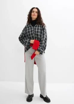 bonprix bonprix Pantalón de punto de canalé (2 unidades) Gris claro jaspeado-negro New