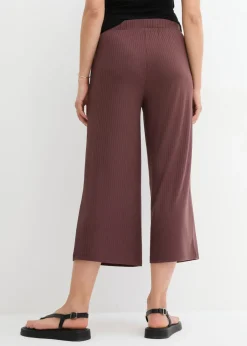 bonprix bonprix Pantalón de punto de canalé con cinturilla cómoda Marrón caqui