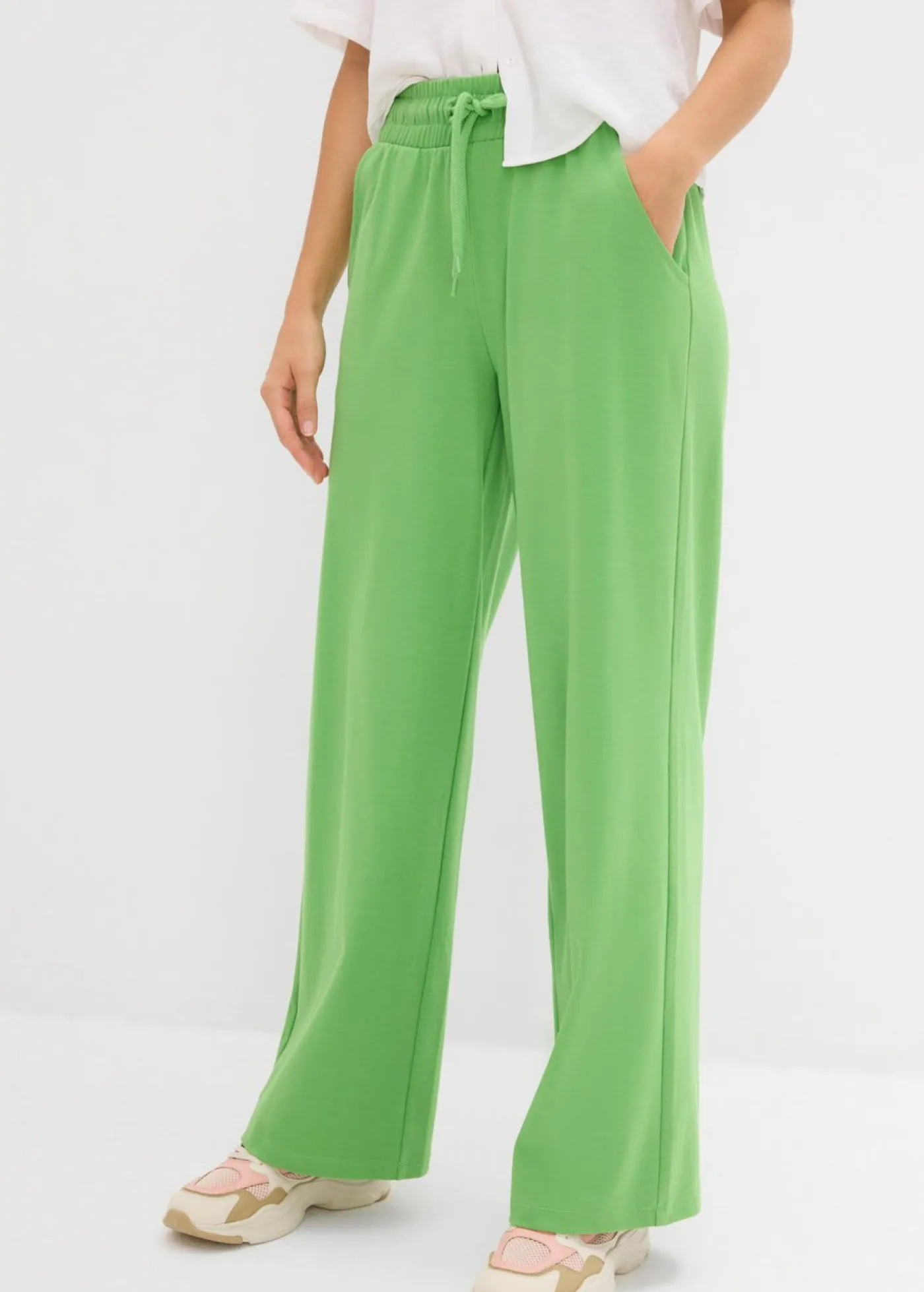 bonprix bonprix Pantalón de punto de interlock Verde trébol Online