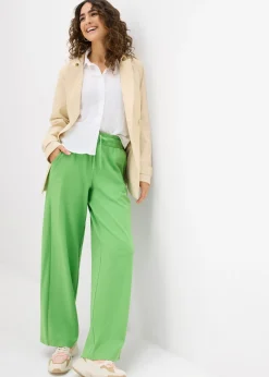 bonprix bonprix Pantalón de punto de interlock Verde trébol Online