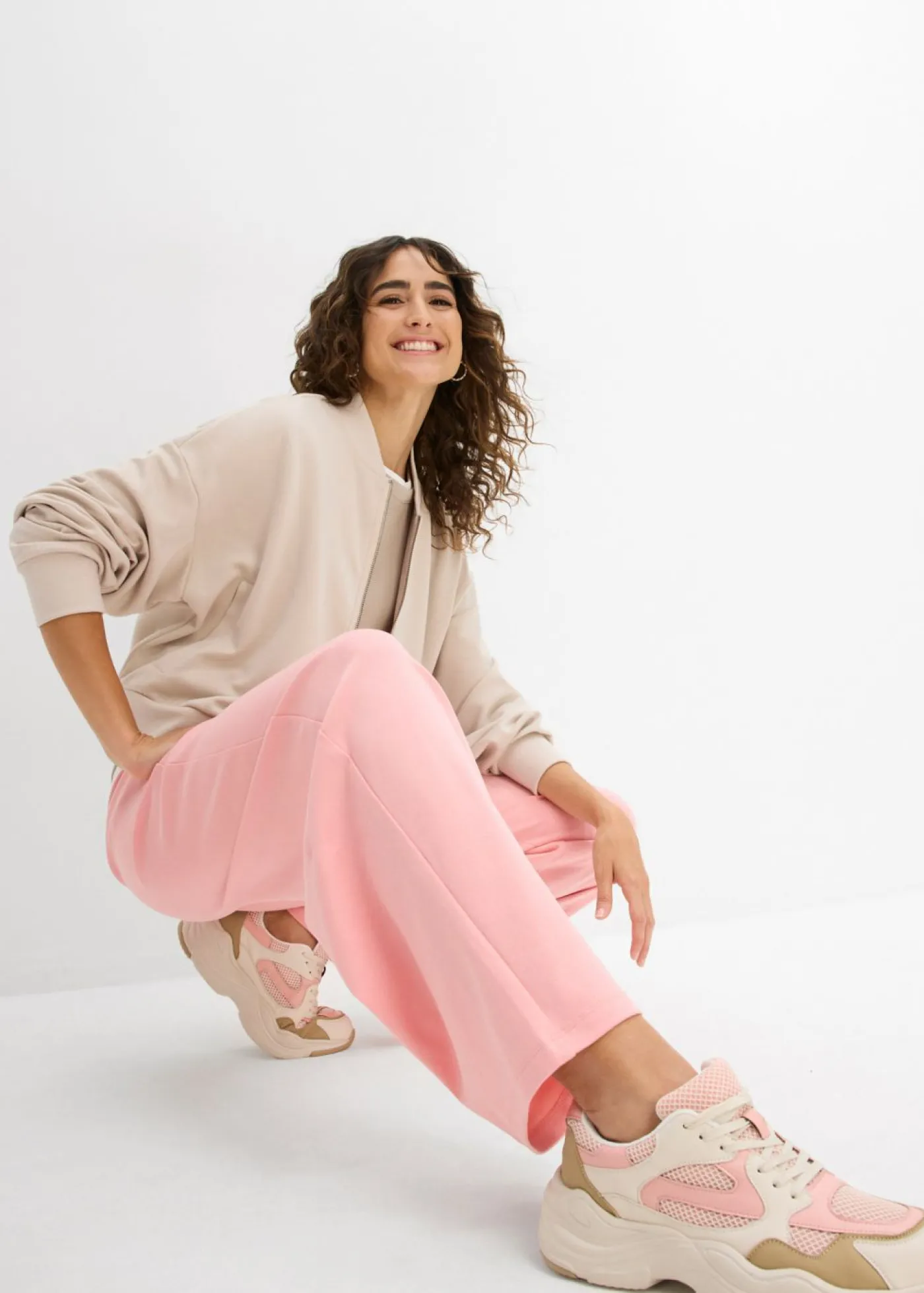 bonprix bonprix Pantalón de punto de interlock rosa pálido Outlet
