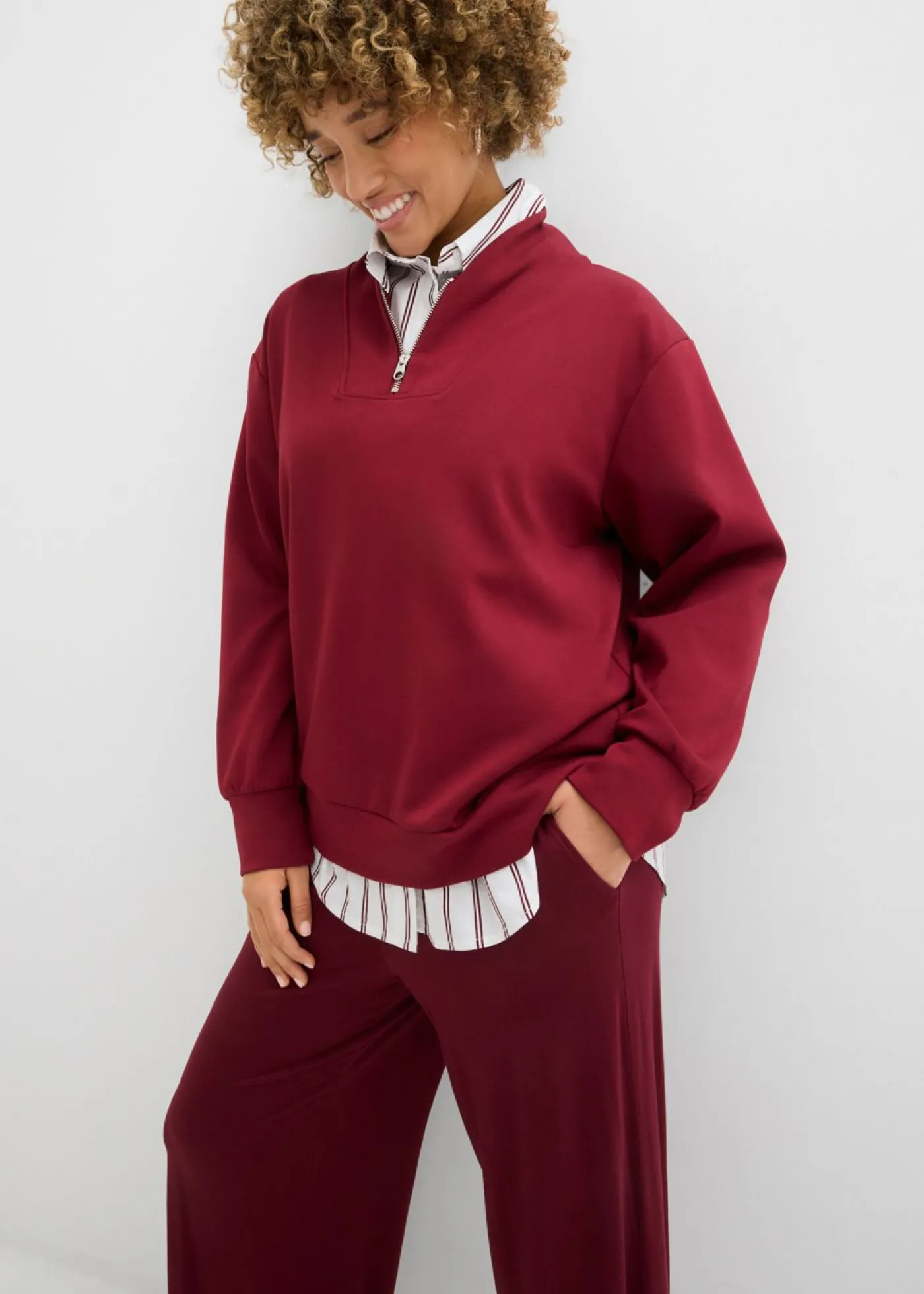 bonprix bonprix Pantalón de punto de mezcla de viscosa fluida, largo 7/8 rojo avellana Best